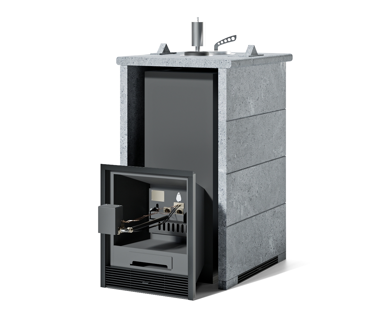 Печь Сочи в трехстороннем кожухе с закрытым верхом